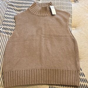 Sleeveless Brown Knit Sweater Top